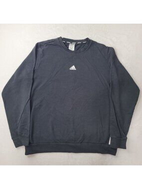 Adidas Center Logo Men's Black 3 Stripes Crew Neck Sweatshirt Size XL